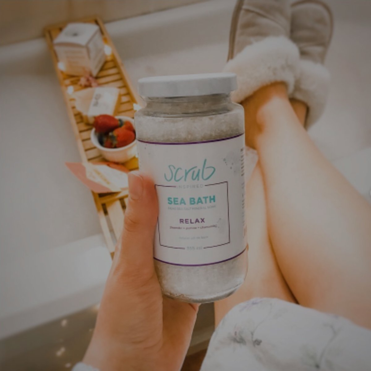 Sea Bath salt soaks. Made with epsom salt, dead sea salt, epsom salt, and relaxing or refreshing essential oil blends. Scrub Inspired is made in Cape Breton, Nova Scotia, Canada. All natural skin care products for the bath