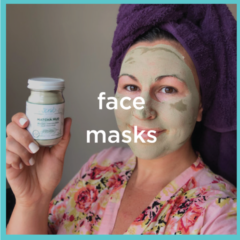 clay face mask, exfoliating mask, matcha mask, pineapple mask, scrub inspired, face scrub